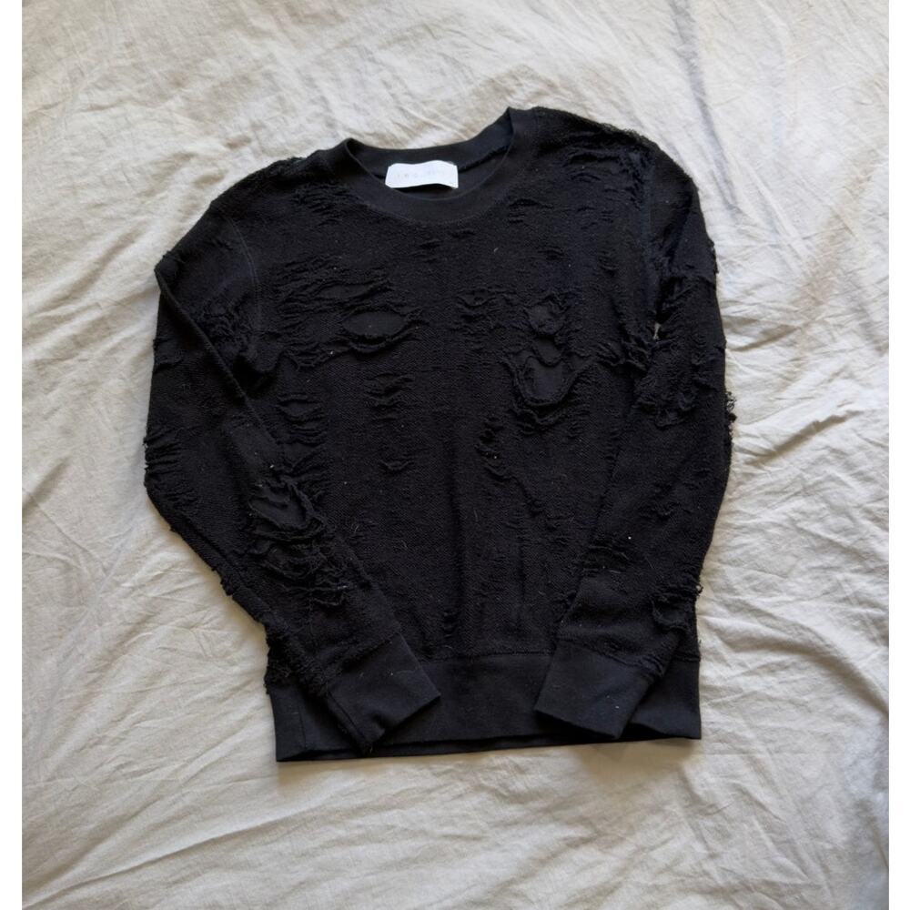 IRO Womens Kismet Textured Frayed Sweater Black Size XS
